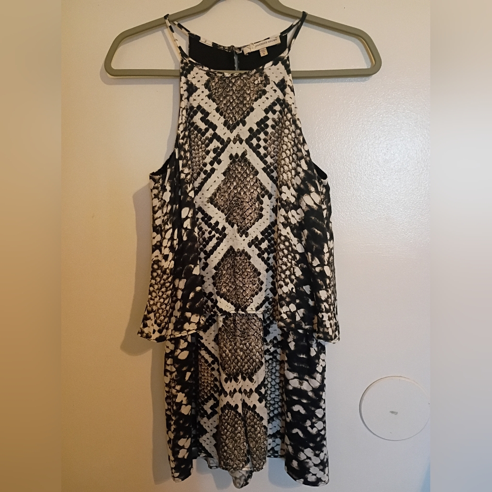 Lavender Brown Women's Black & Brown Snake Print Romper Sz S